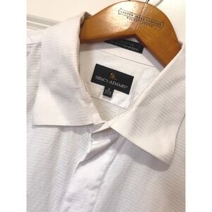Stacy Adams White French Cuff Dress Shirt Mens 19 34/35 Formal Cotton Textured